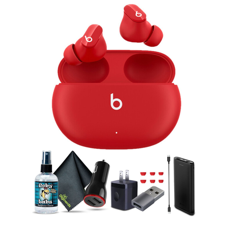 Beats by Dr. Dre Studio Buds Noise Canceling True Wireless In-Ear Headphones (Red) Bundle with Accessories