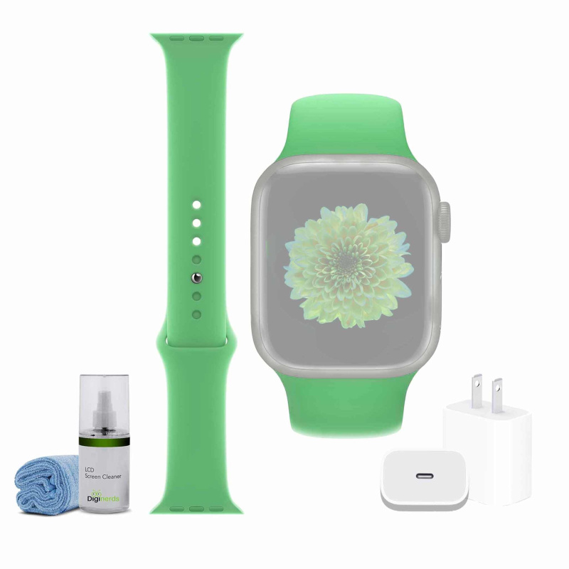 Apple Watch 41mm Sport Band - Bright Green with USB-C Charging Block Bundle