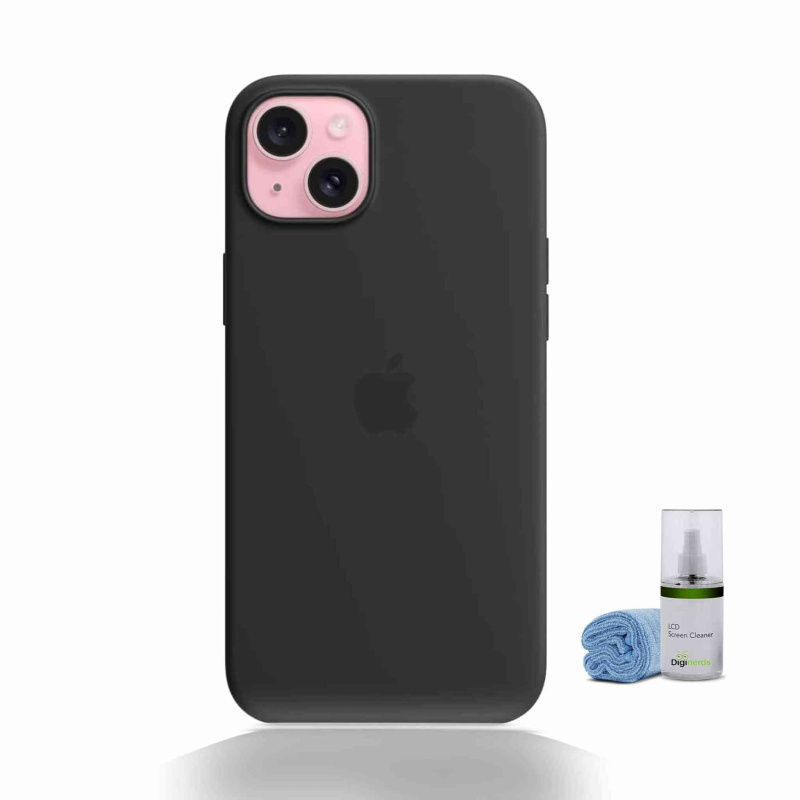 Apple iPhone 15 Plus Silicone Case - Black Bundle