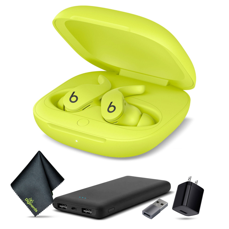 Beats Fit Pro Noise-Canceling True Wireless In-Ear Headphones (Volt Yellow) Bundle + Accessories