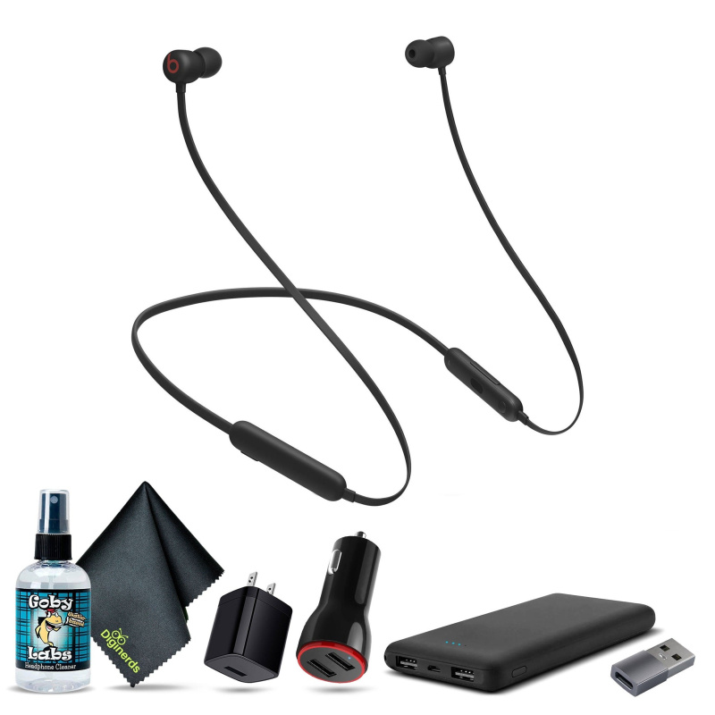 Beats Flex Wireless In-Ear Headphones (Black) Bundle and Accessories