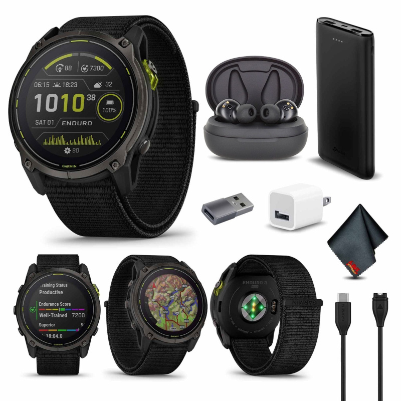 Garmin Enduro 3 Solar, Sapphire, Ultraperformance Multisport GPS Smartwatch Bundle