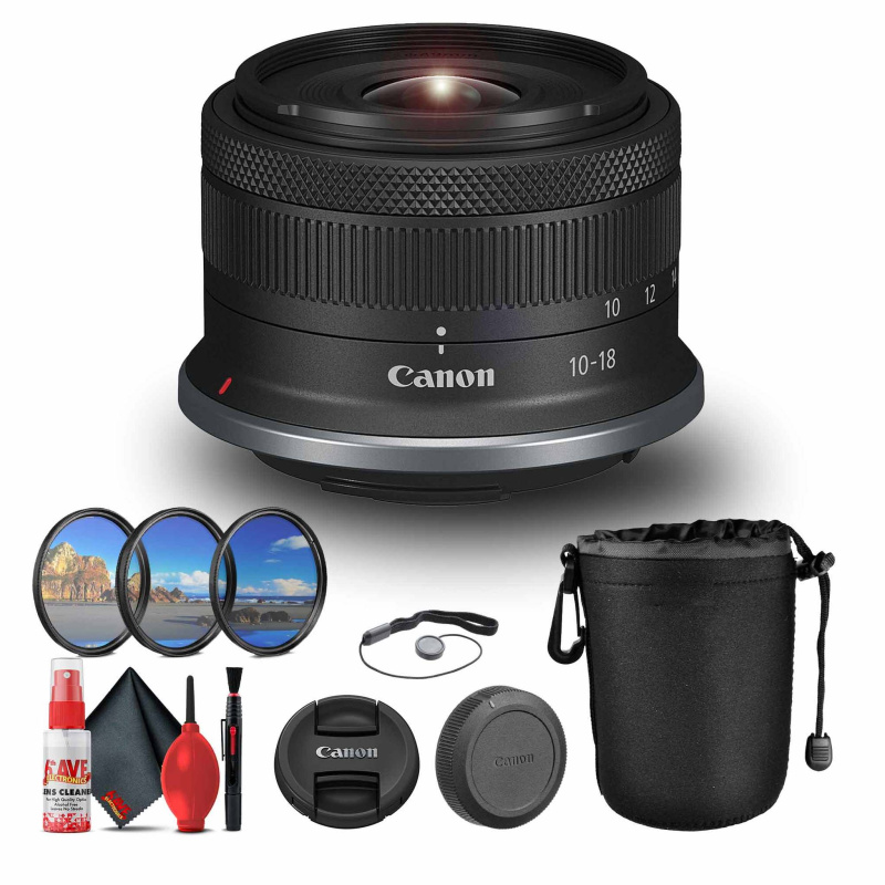 Canon RF-S 10-18mm f/4.5-6.3 IS STM Lens (Canon RF) Bundle (International Model)