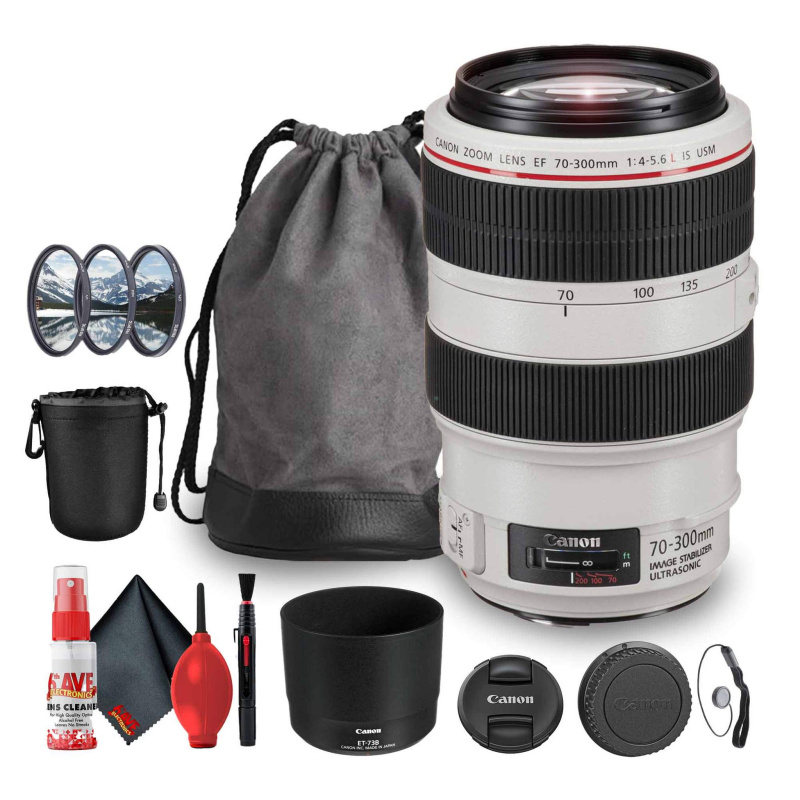 Canon EF 70-300mm f/4-5.6L IS USM Telephoto Zoom Lens (4426B008AA) Bundle (International Model)