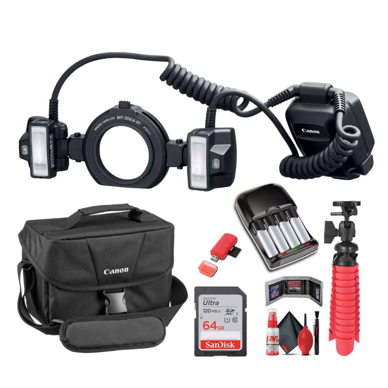 Canon MT-26EX-RT Macro Twin Lite (2398C003) + 64GB Ultra Memory Card + More Bundle (International Model)