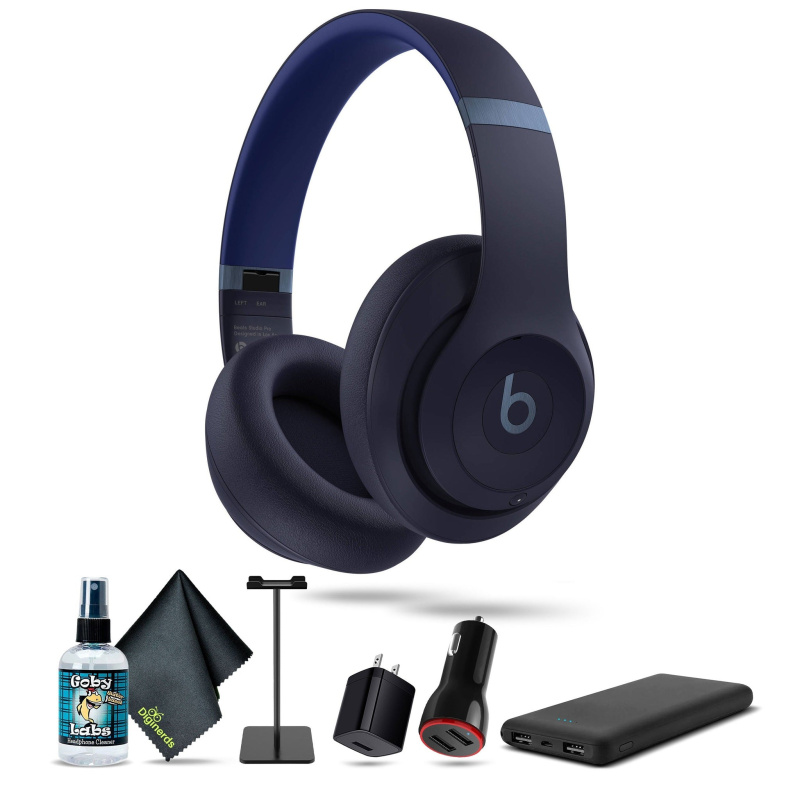 Beats by Dr. Dre Studio Pro Wireless Over-Ear Headphones (Navy) Bundle With Accessories