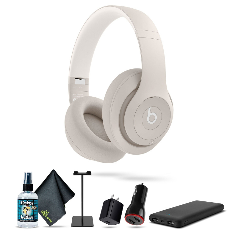 Beats by Dr. Dre Studio Pro Wireless Over-Ear Headphones (Sandstone) Bundle With Accessories