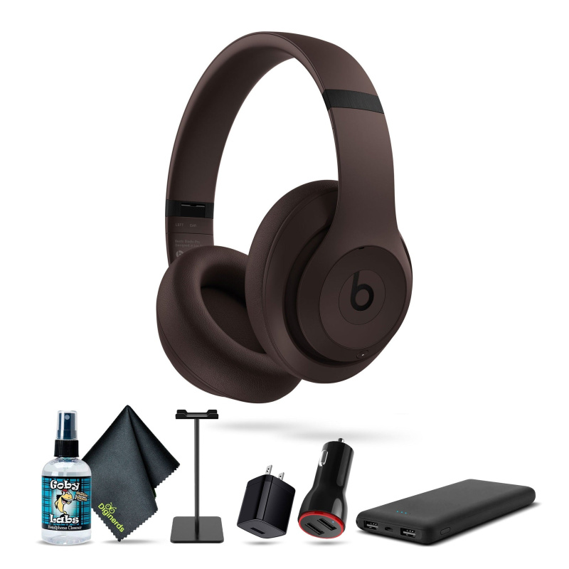 Beats by Dr. Dre Studio Pro Wireless Over-Ear Headphones (Deep Brown) Bundle With Accessories