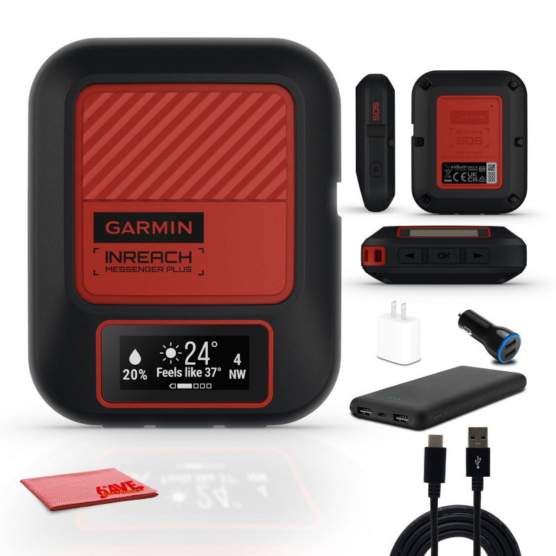 Garmin inReach Messenger Plus, SOS Satellite Communicator with Photo, Text Messaging & Voice Bundle