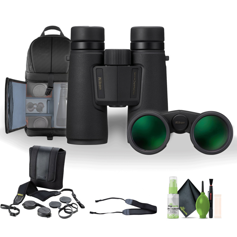 Nikon 10x42 Monarch M5 Binoculars Bundle With Neck Strap + Backpack And More