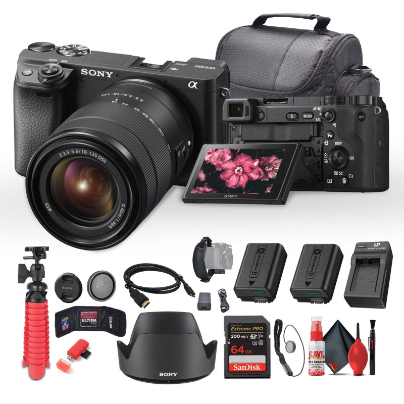 Sony a6400 Mirrorless Camera with 18-135mm Lens with Real-Time Eye Auto Focus - Bundle