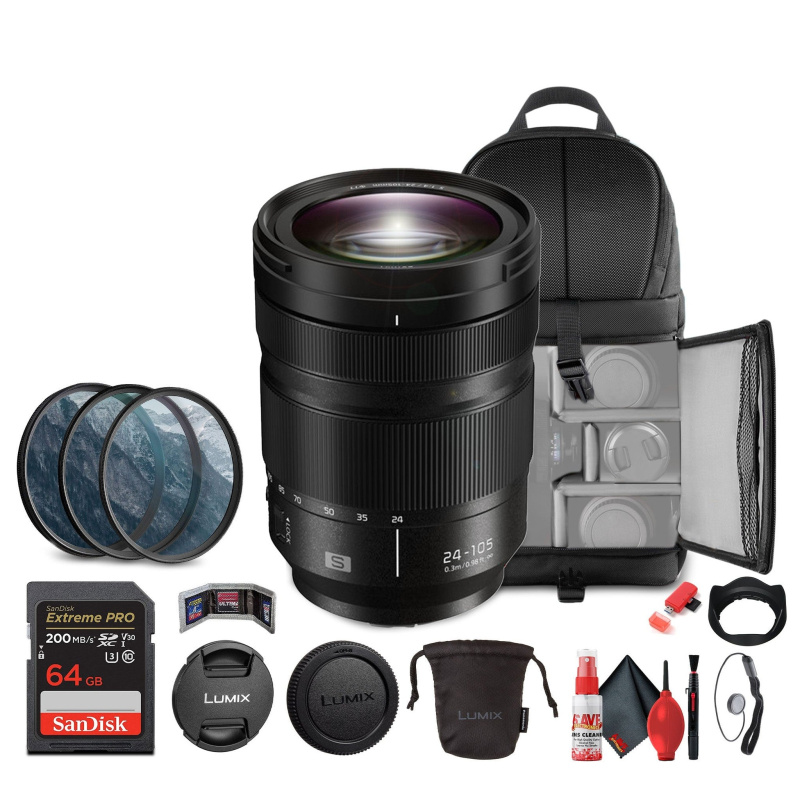 Panasonic Lumix S 24-105mm f/4 Macro O.I.S. Lens Bundle with Acccessories