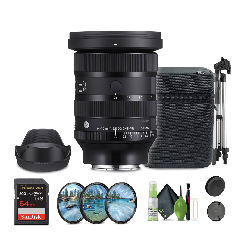 Sigma 24-70mm f/2.8 DG DN II Art Lens (Sony E) + 64GB Card + Lens Filter 82MM