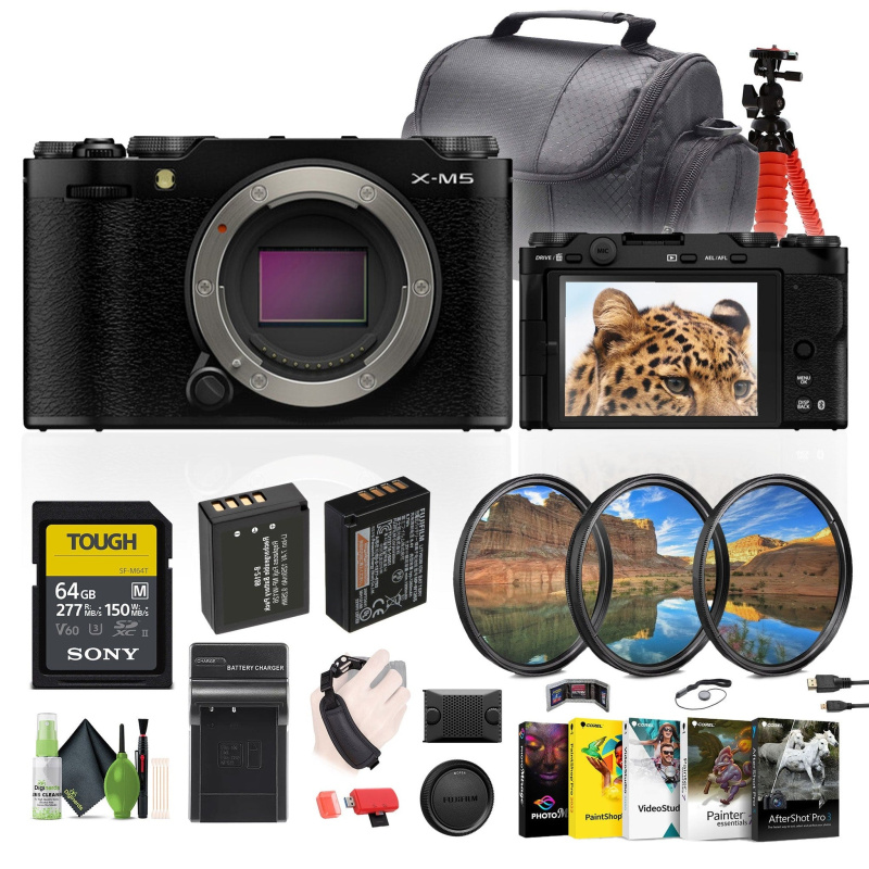 Fujifilm X-M5 Mirrorless Camera Body +Battery NP-W126+ Charger+64GB Card + More