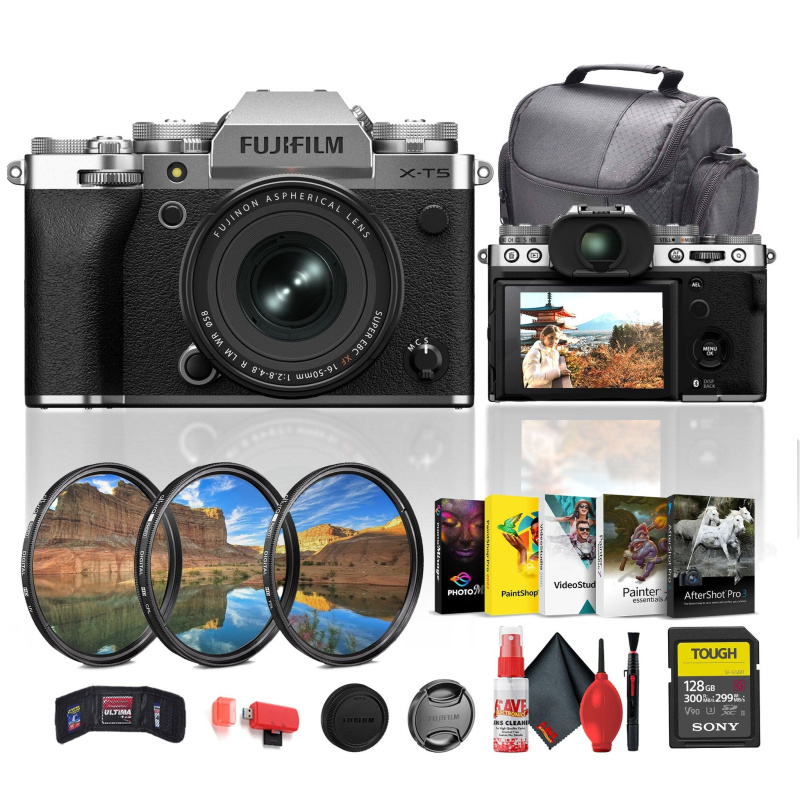 Fujifilm X-T5 Mirrorless Camera with XF 16-50mm f/2.8-4.8 Lens (Silver) Bundle