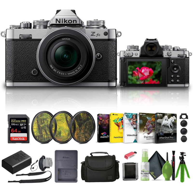 Nikon Zfc Mirrorless Camera with 16-50mm Lens Silver (1675) + 64GB Memory Card + More