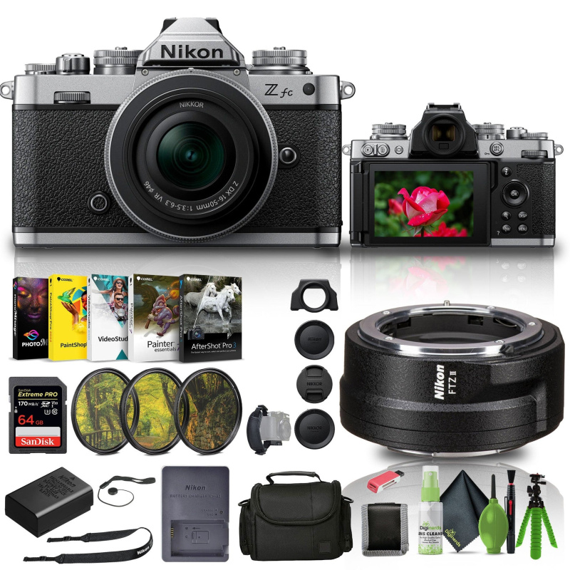 Nikon Zfc Mirrorless Camera with 16-50mm Lens Silver  (1675) + FTZ II Adapter + More