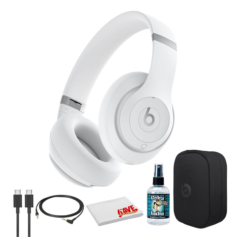 Beats by Dr. Dre Studio Pro Wireless Headphones (Matte White) Bundle