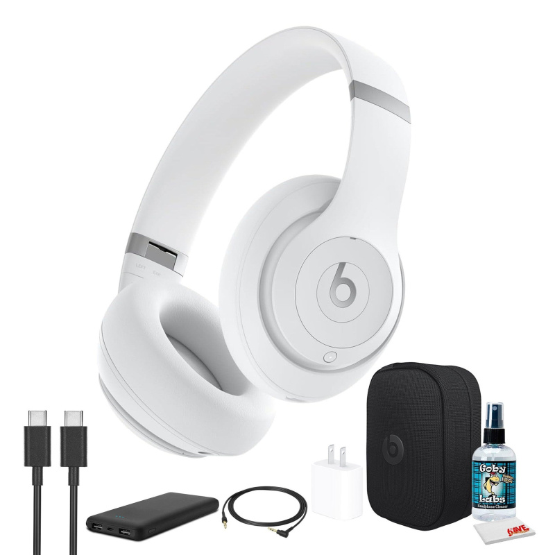 Beats by Dr. Dre Studio Pro Wireless Headphones (Matte White) Bundle