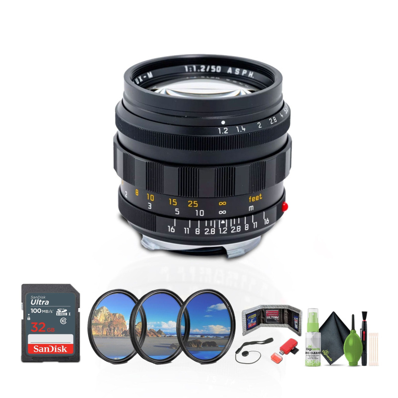 Leica Noctilux-M 50mm f/1.2 ASPH. Lens (Black) + MC PRO FILTER KIT 49MM + Bundle