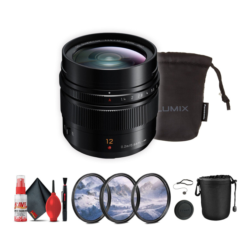 Panasonic Leica DG Summilux 12mm f/1.4 Lens Bundle with Accessories