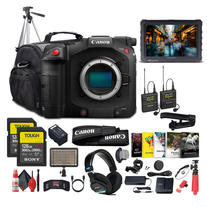 Canon EOS C80 6K Full-Frame Cinema Camera (Canon RF) + Mic System + Monitor + More (International Model)