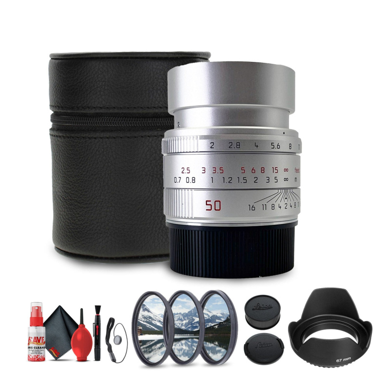 Leica APO-Summicron-M 50mm f/2 ASPH. Lens (Silver Anodized) + Lens Filter Kit + More