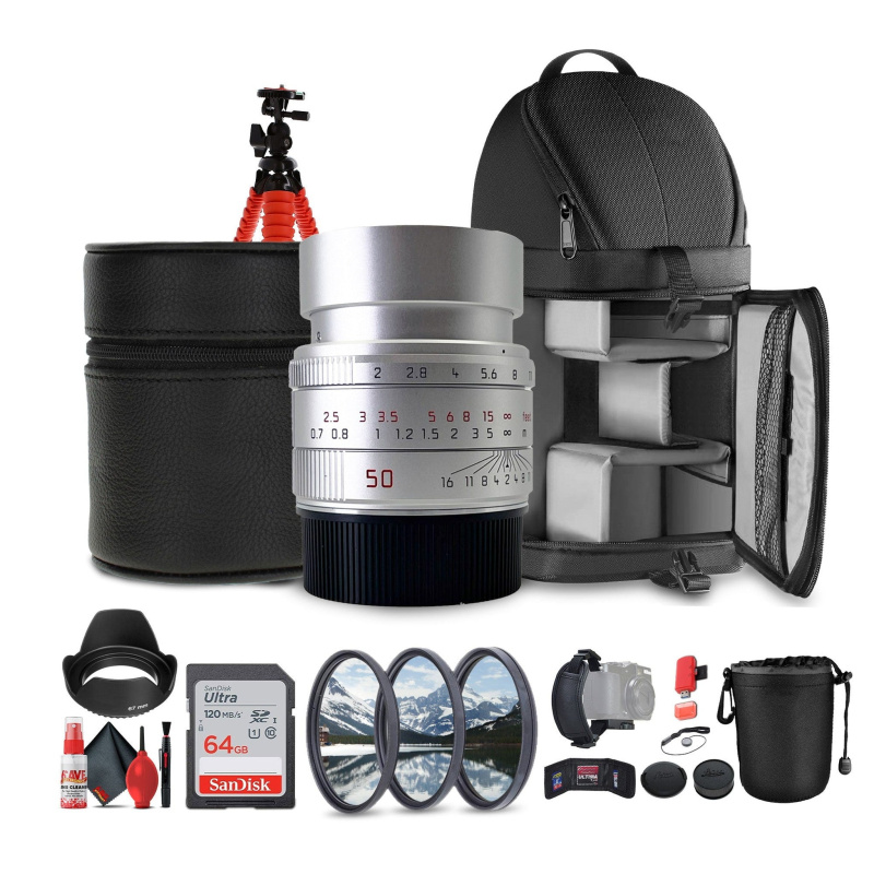 Leica APO-Summicron-M 50mm f/2 ASPH. Lens (Silver Anodized) + Sling Backpack + More