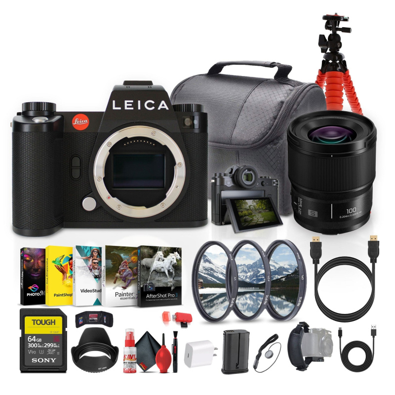 Leica SL3 Mirrorless Digital Camera + Panasonic S 100mm Lens + 64GB Memory Card + More