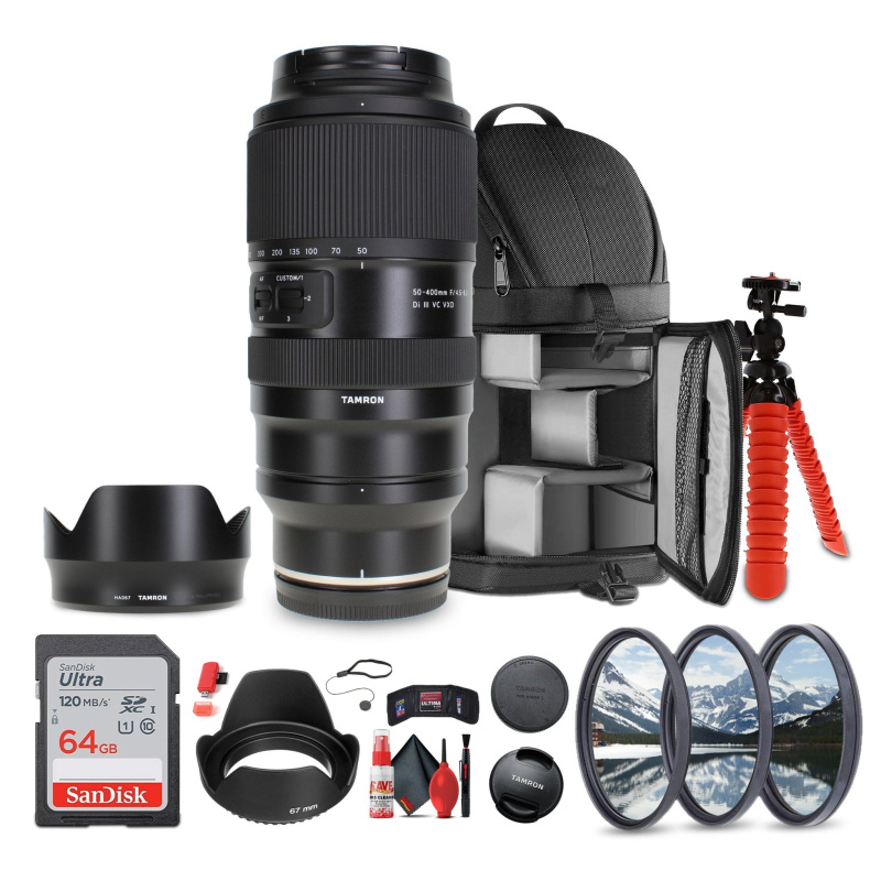 Tamron 50-400mm f/4.5-6.3 Di III VC VXD Lens (Nikon Z) + Sling Backpack + More