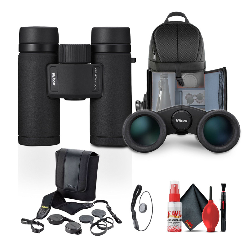 Nikon 10x30 Monarch M7 Roof Prism Waterproof, Fogproof, Lightweight Binoculars + More