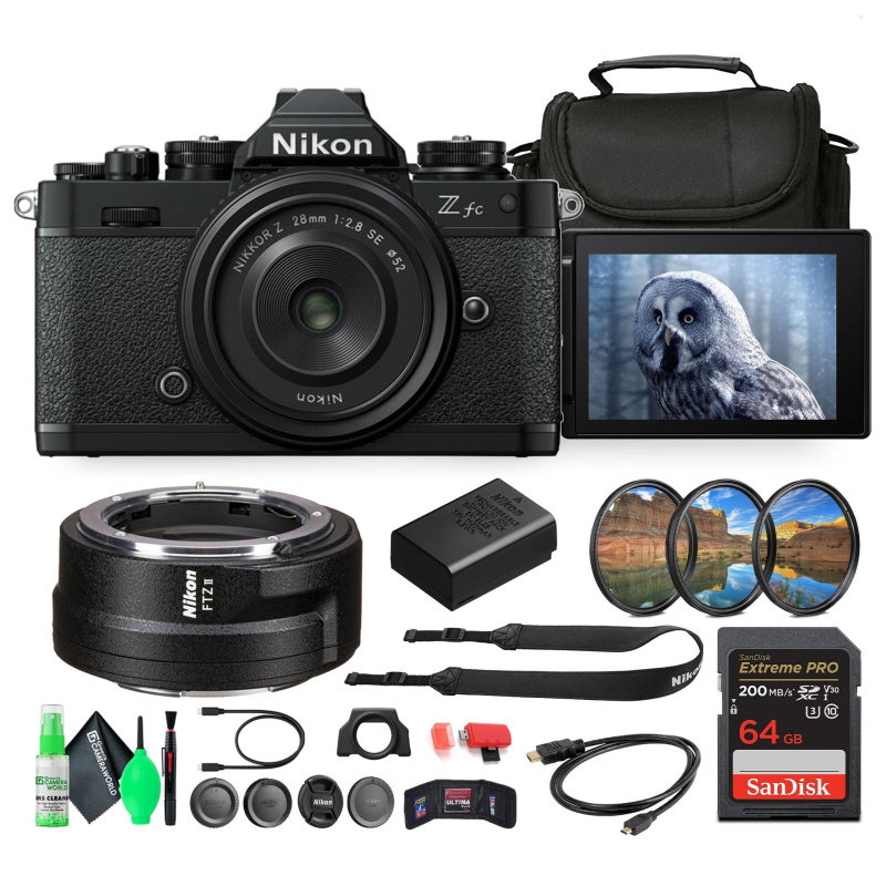 Nikon Z fc DX-Format Mirrorless Camera with NIKKOR Retro Style Z 28mm f/2.8 (SE) Lens + More