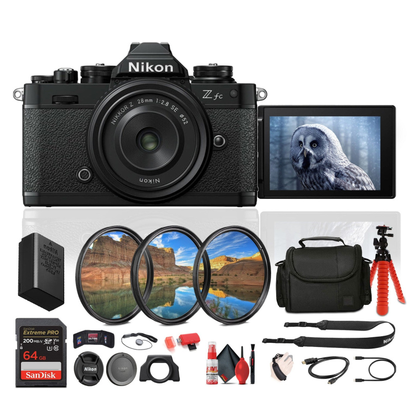 Nikon Z fc DX-Format Mirrorless Camera with NIKKOR Retro Style Z 28mm f/2.8 (SE) Lens + More
