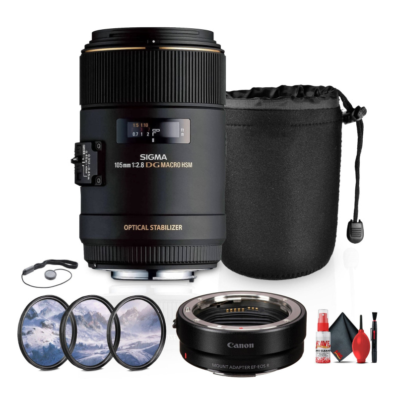 Sigma 105mm f/2.8 EX DG OS HSM Macro Lens for Canon Bundle (International Model)