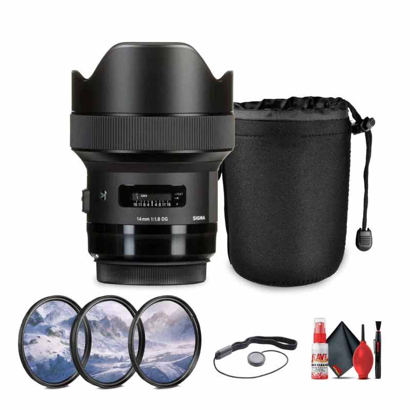 Sigma 14mm f/1.8 DG HSM Art Lens for Canon EF Bundle (International Model)