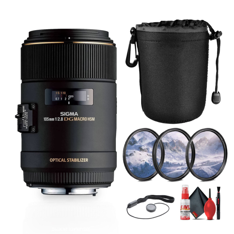 Sigma 105mm f/2.8 EX DG OS HSM Macro Lens for Canon Bundle (International Model)