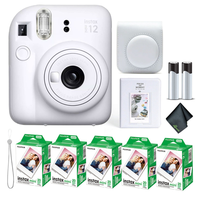 FUJIFILM INSTAX MINI 12 Instant Film Camera with Instant Film - Clay White