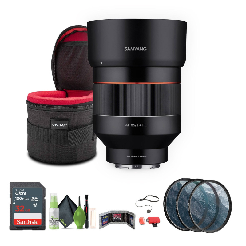 Samyang SYIO85AF-E 85mm F1.4 Auto Focus Weather Sealed Lens + Bundle