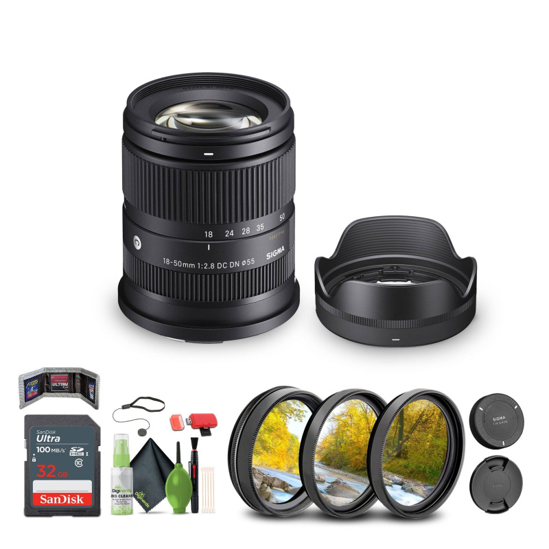 Sigma 18-50mm f/2.8 DC DN Contemporary Lens for Leica L + Bundle
