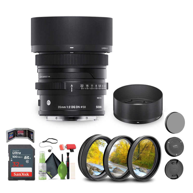 Sigma 35mm f/2 DG DN Contemporary Lens for Sony E + Bundle
