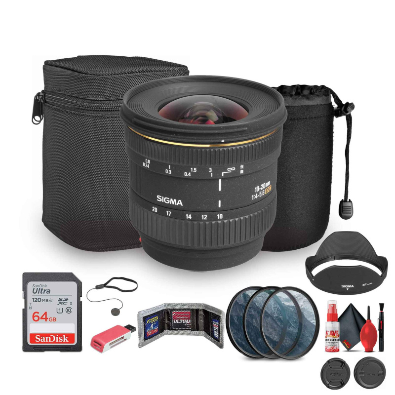Sigma 10-20mm f/4-5.6D EX DC Lens for Sony A Bundle