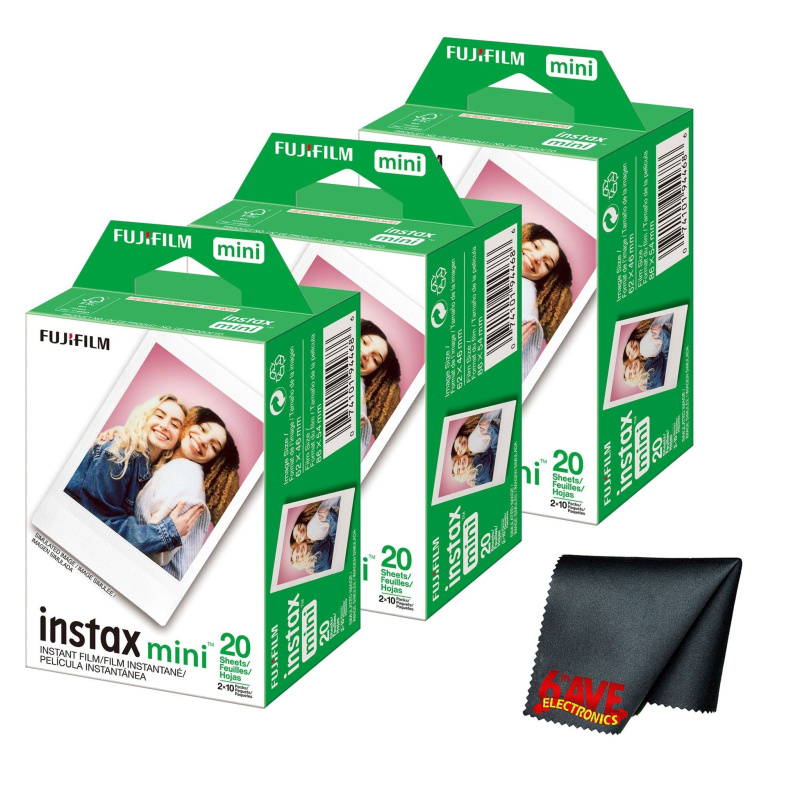 Fujifilm Instax Mini Instant Camera Film (60 Exposure) + Cleaning Cloth