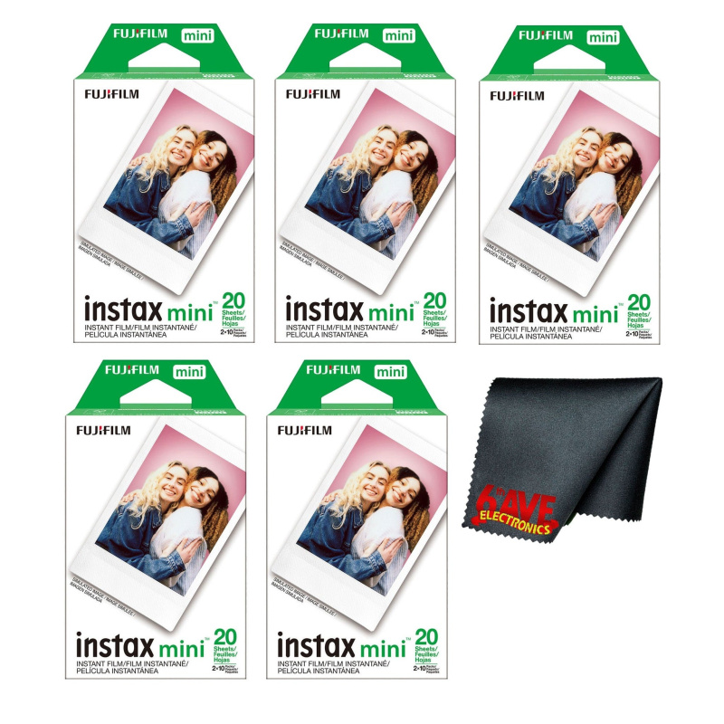 Fujifilm Instax Mini Instant Camera Film (100 Exposure) + Cleaning Cloth