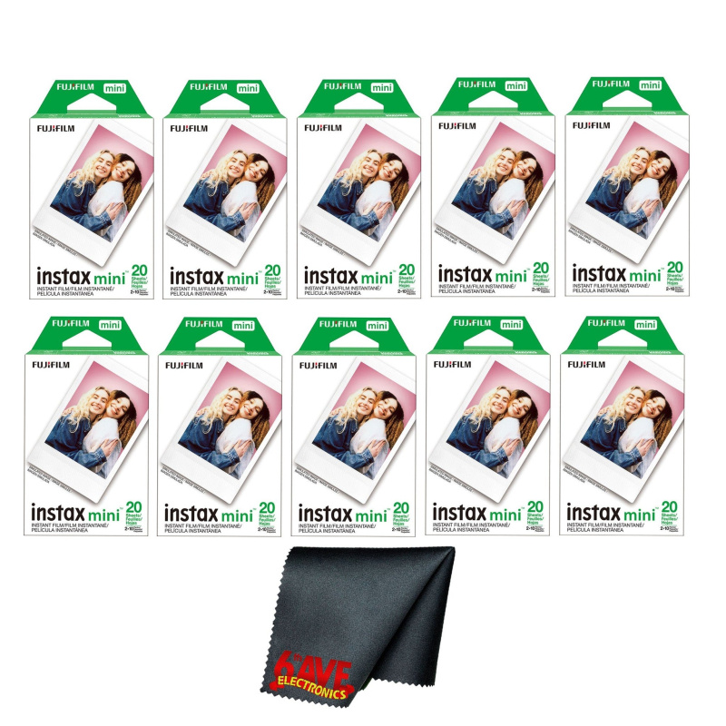 Fujifilm Instax Mini Instant Camera Film (200 Exposure) + Cleaning Cloth