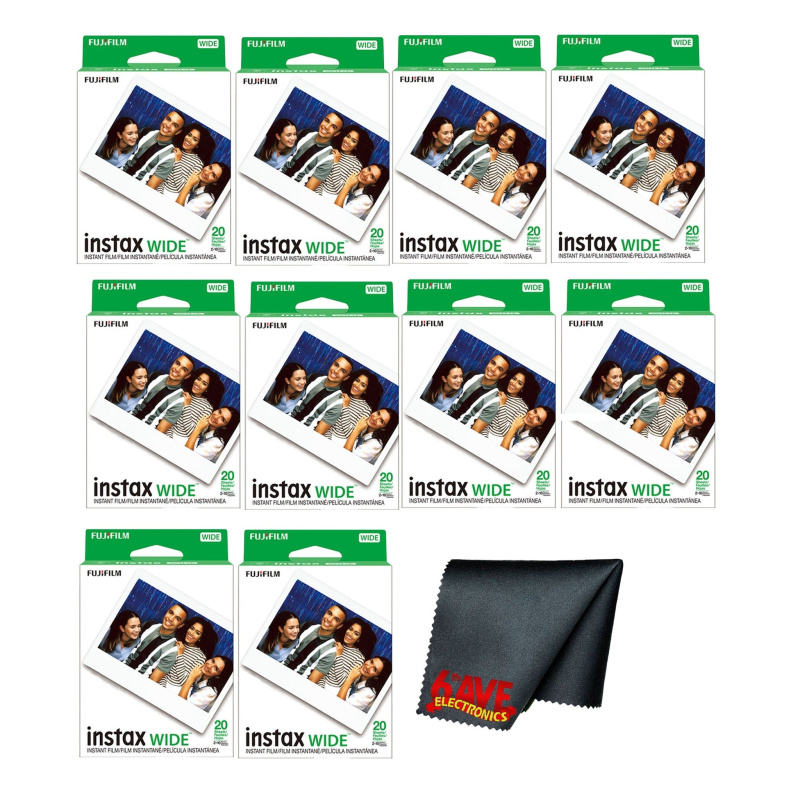 Fujifilm instax Wide Instant Film (200 Exposures) + Microfiber Cleaning Cloth