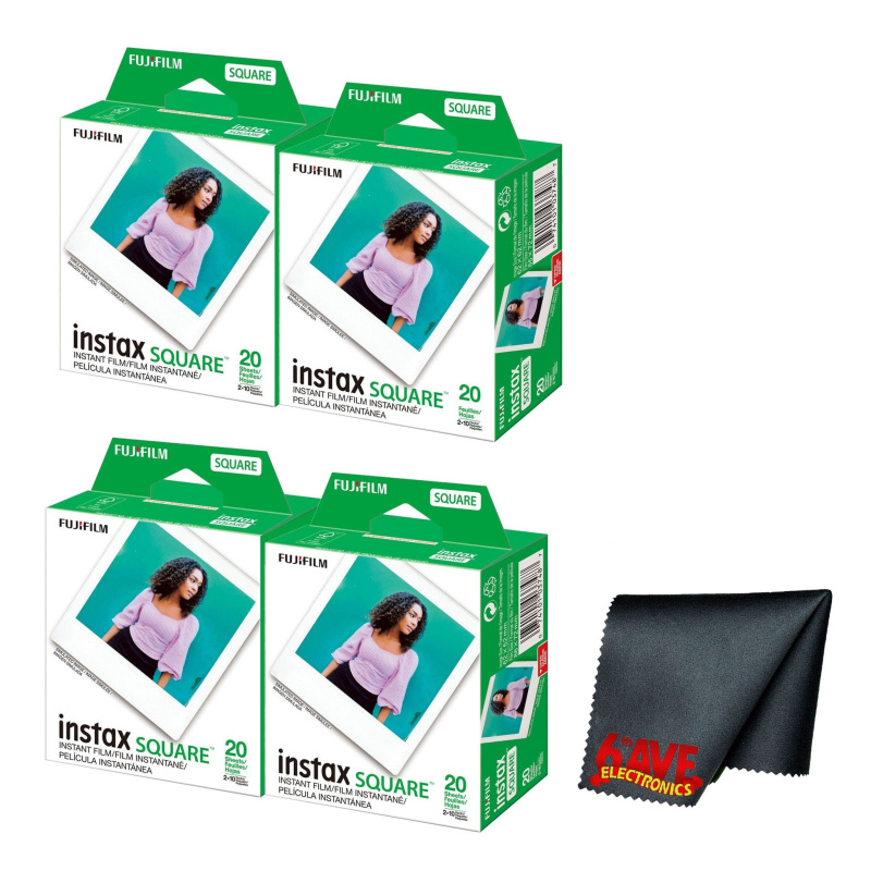 Fujifilm instax SQUARE Instant Film (80 Exposures) + Microfiber Cleaning Cloth