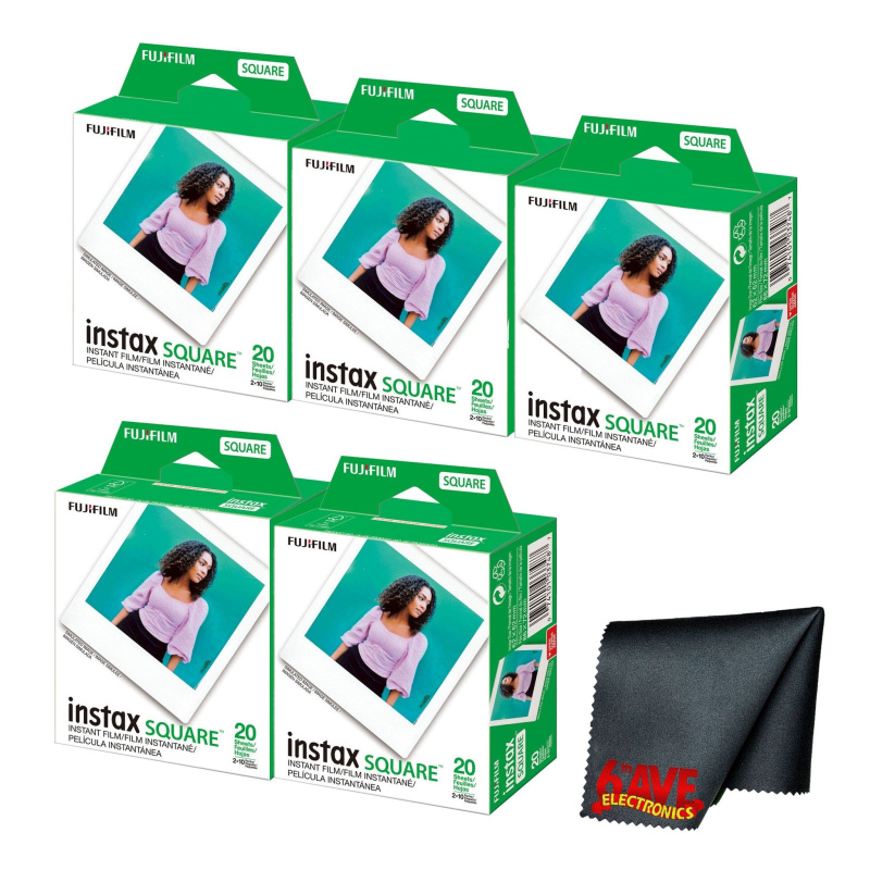 Fujifilm instax SQUARE Instant Film (100 Exposures) + Microfiber Cleaning Cloth