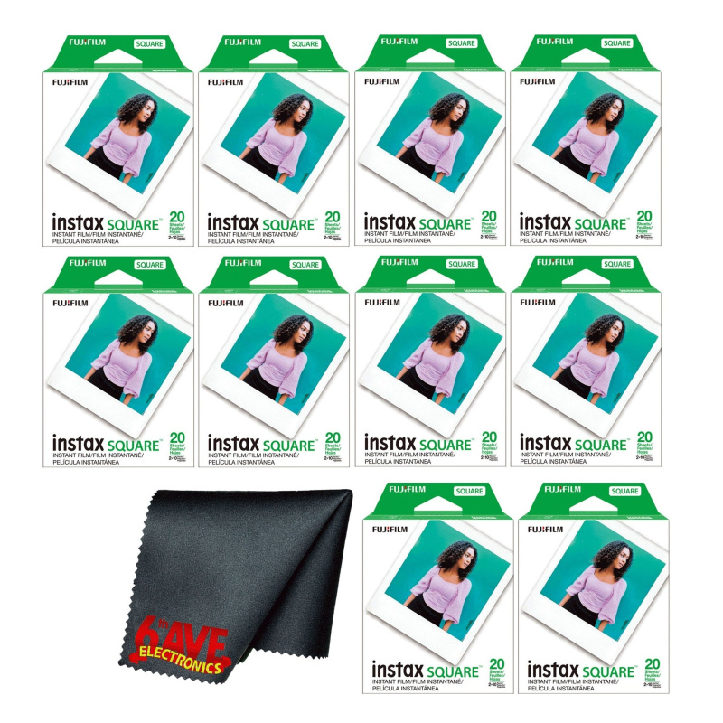 Fujifilm instax SQUARE Instant Film (200 Exposures) + Microfiber Cleaning Cloth