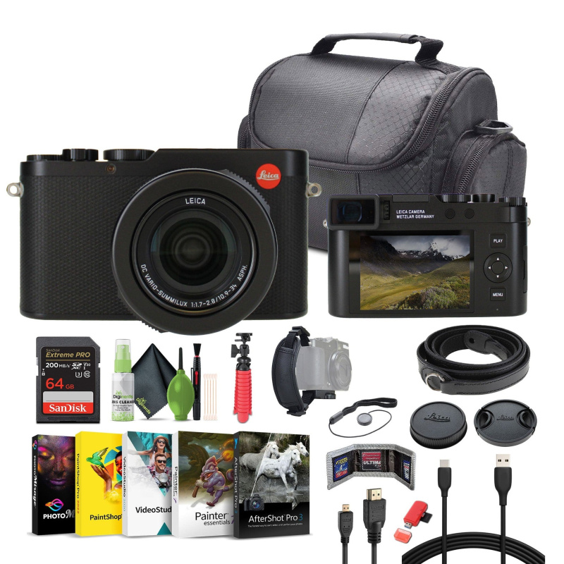 Leica D-Lux 8 Compact Digital Camera 17MP CMOS Sensor, 10.9-34mm f/1.7-2.8 Lens (19191) Bundle With 64GB Memory Card + Corel Photo, Video, & Art Suite