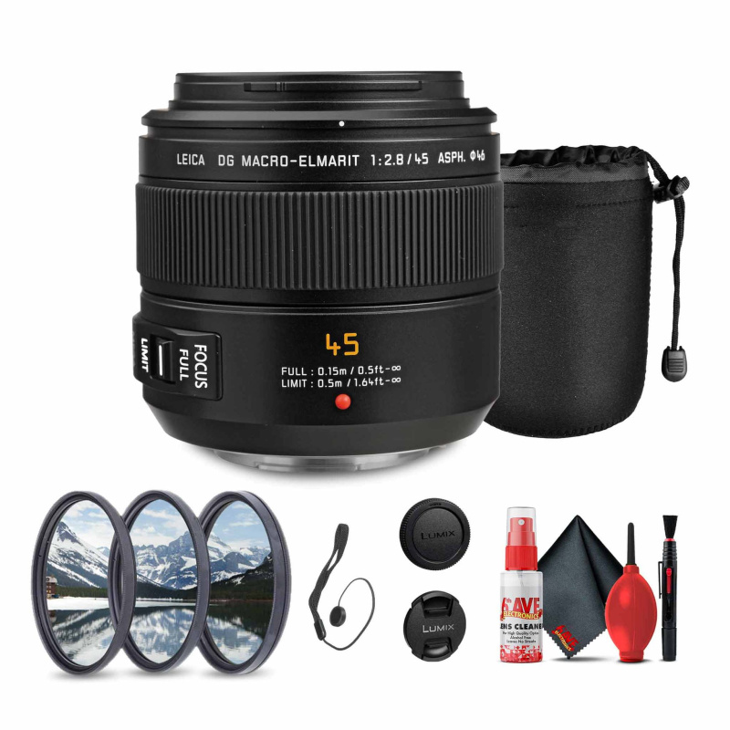 Panasonic Leica DG Macro-Elmarit 45mm f/2.8 Lens Bundle